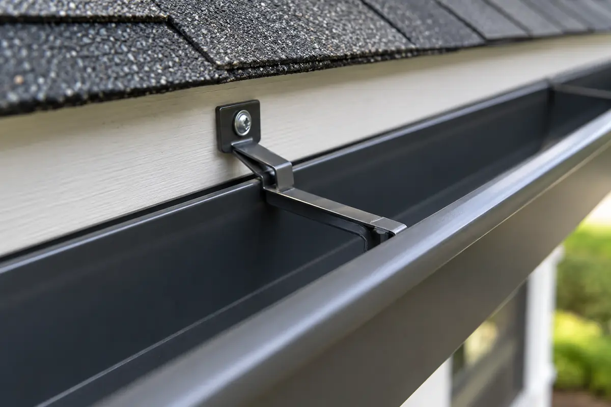 Hidden hanger fastening an aluminum eavestrough