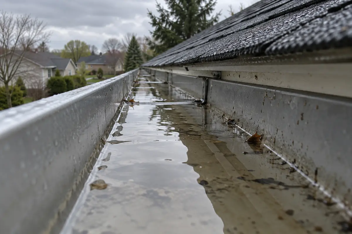 Standing water remaining in an eavestrough